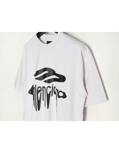 Balenciaga Art Letters Printed Washed Worn Short Sleeve T-Shirt,Balenciaga