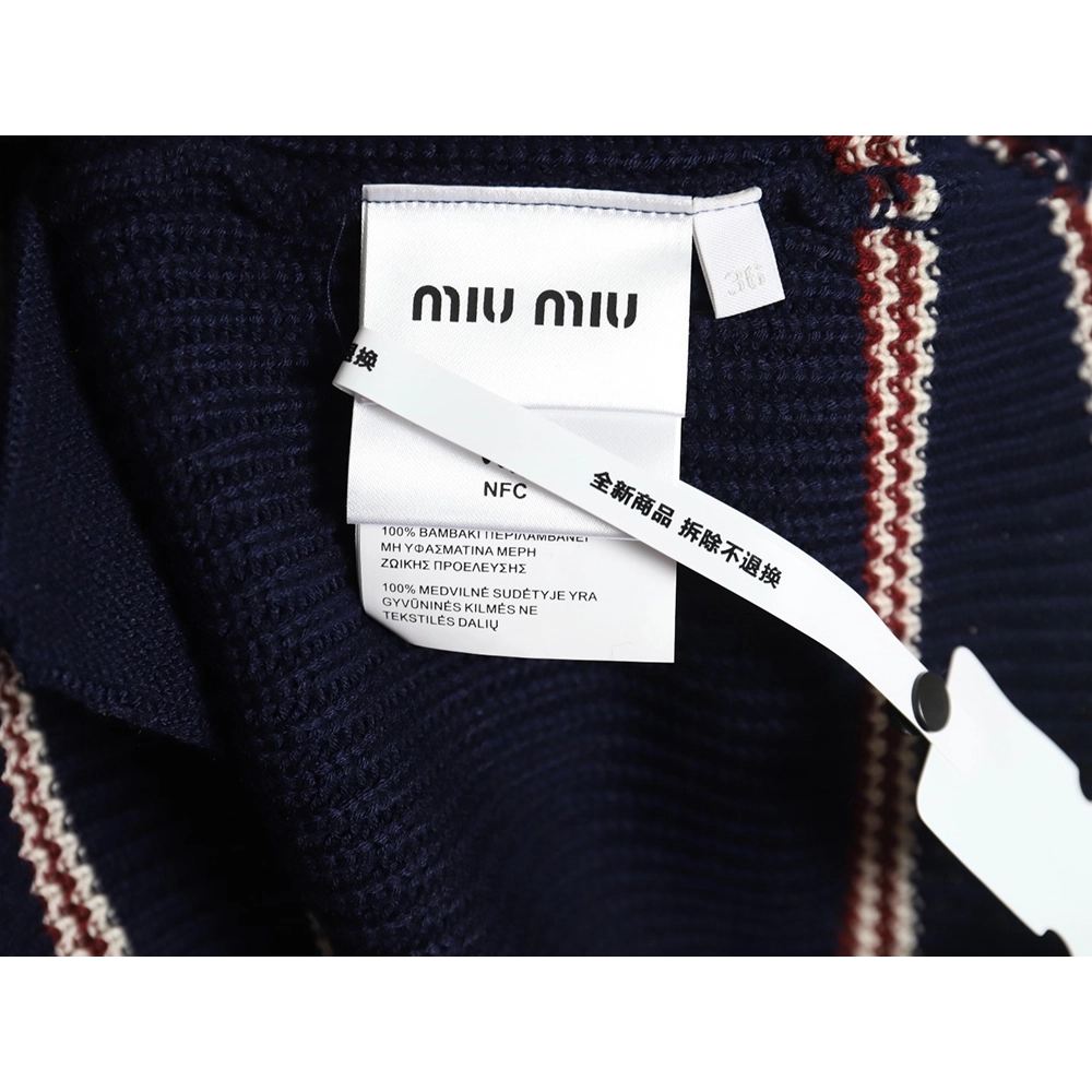 Miu Miu wool cashmere blend white and blue contrast color cardigan,Miu Miu