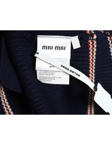 Miu Miu wool cashmere blend white and blue contrast color cardigan,Miu Miu