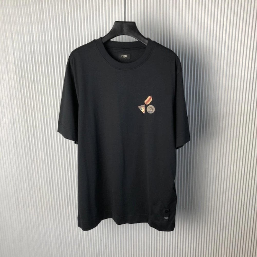 Fendi Black cotton Fendilicious T-shirt,Fendi T Shirt,Tshirt,Low price high quality.
