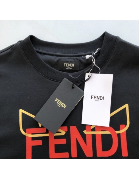 Fendi Lunar New Year black cotton T shirt,Fendi T Shirt,Tshirt,Low price high quality.