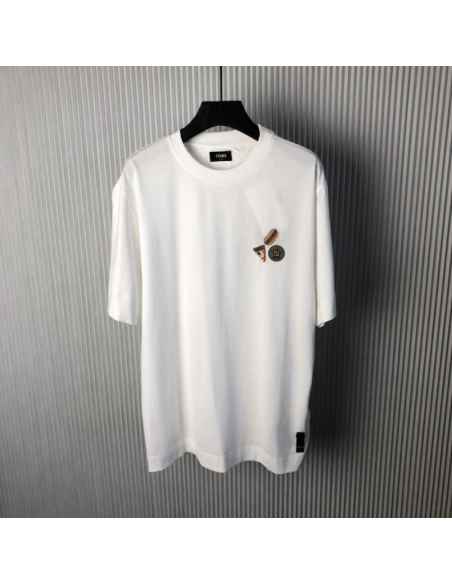 Fendi White Color cotton Fendilicious T-shirt,Fendi T Shirt,Tshirt,Low price high quality.