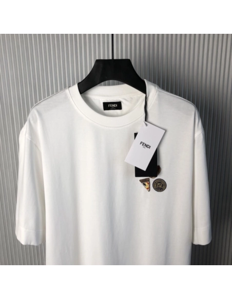 Fendi White Color cotton Fendilicious T-shirt,Fendi T Shirt,Tshirt,Low price high quality.