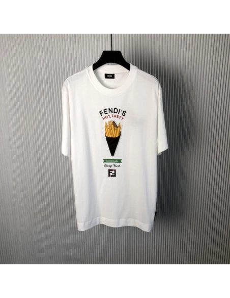 Fendi White cotton Fendilicious T-shirt,Fendi T Shirt,Tshirt,Low price high quality.