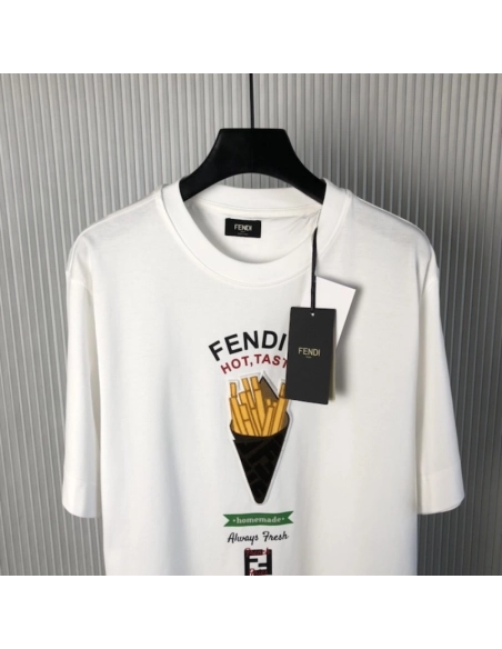 Fendi White cotton Fendilicious T-shirt,Fendi T Shirt,Tshirt,Low price high quality.