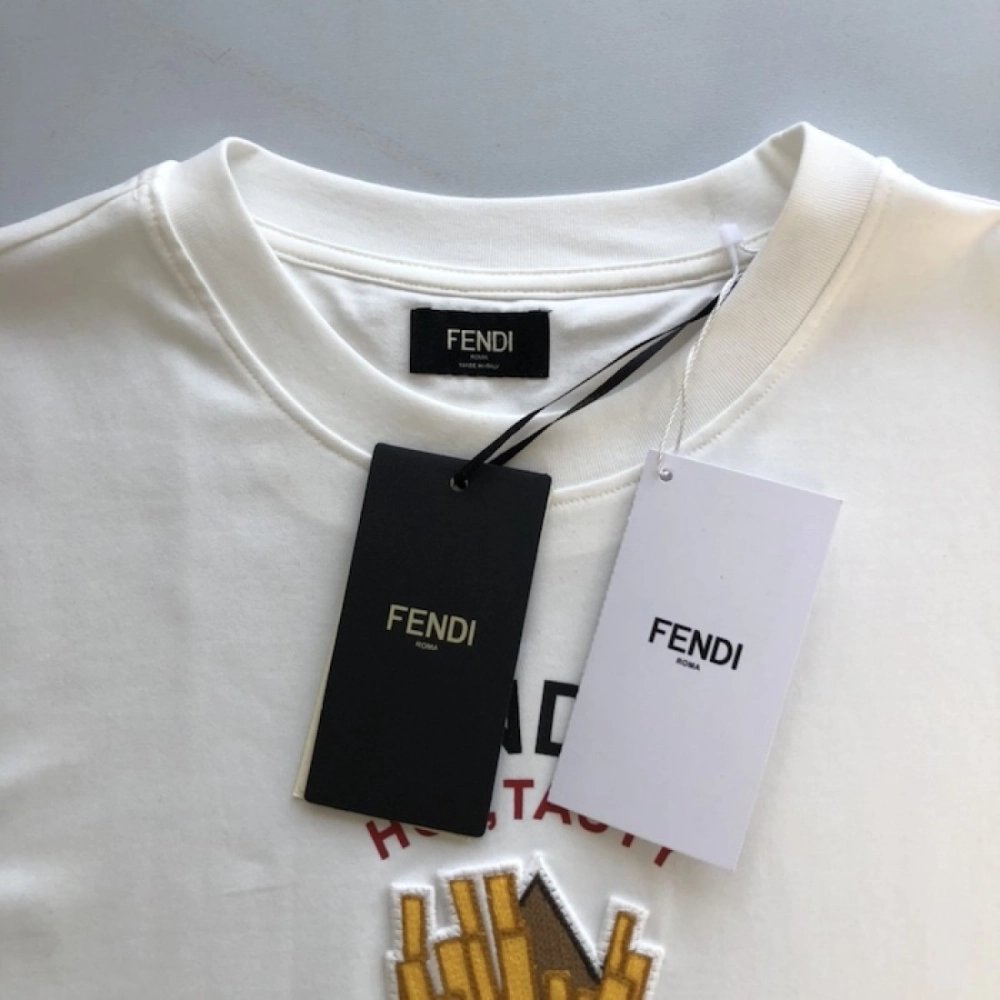 Fendi White cotton Fendilicious T-shirt,Fendi T Shirt,Tshirt,Low price high quality.