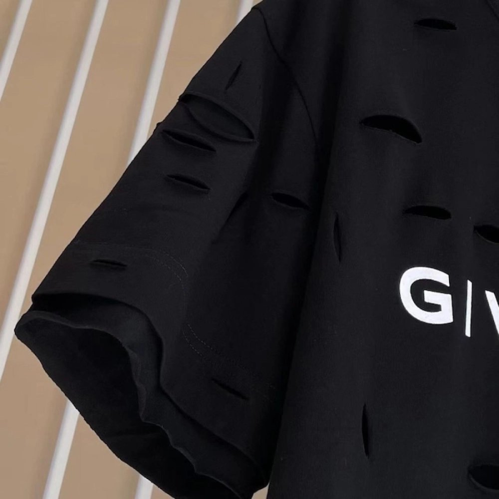 Givenchy Destroyed Layered Oversized T shirt Black,Givenchy T Shirt,Tshirt,Low price high quality.