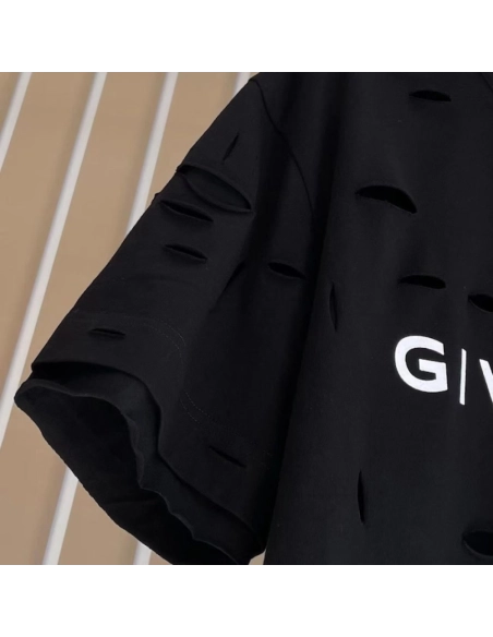 Givenchy Destroyed Layered Oversized T shirt Black,Givenchy T Shirt,Tshirt,Low price high quality.