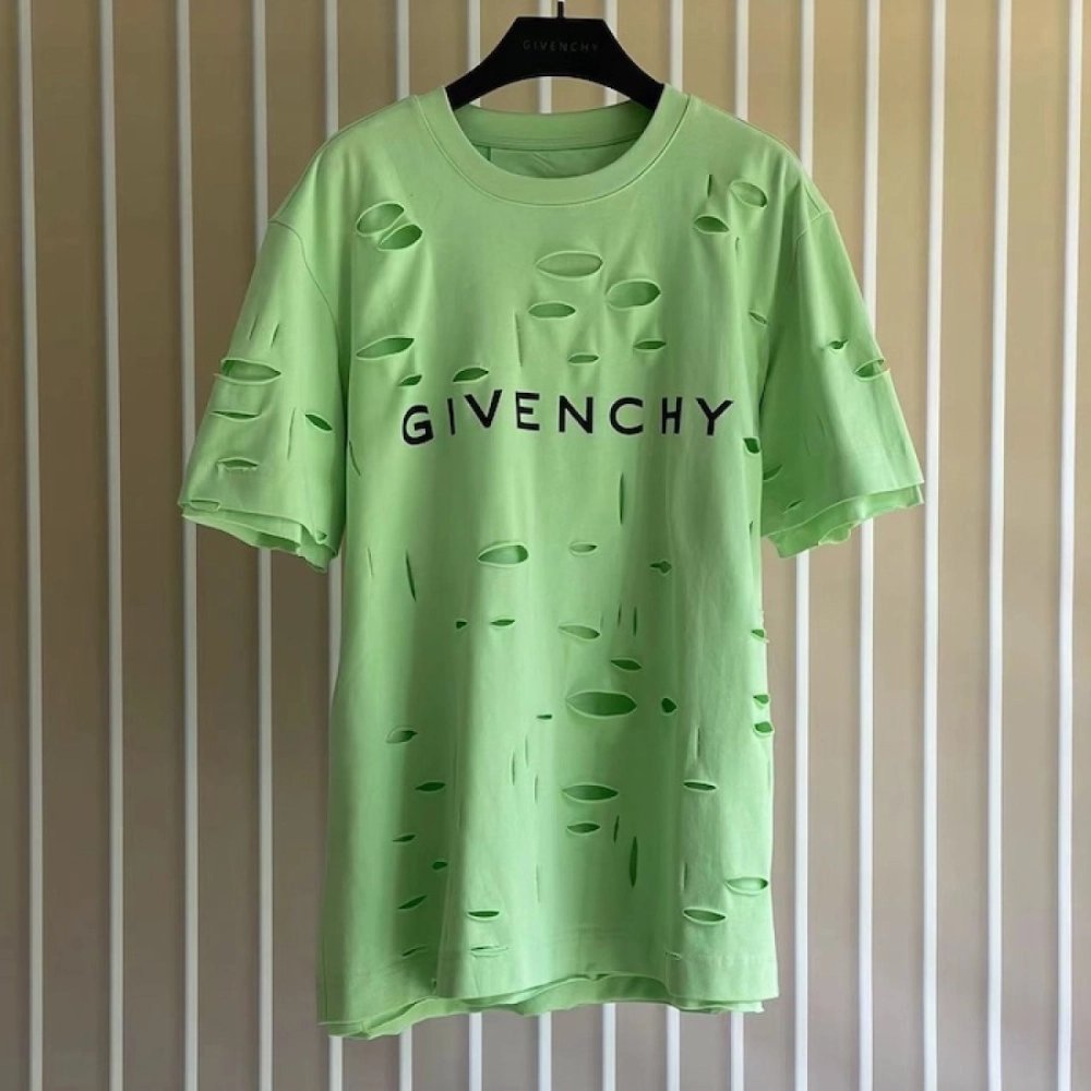 Givenchy Destroyed Layered Oversized T shirt Green,Givenchy T Shirt,Tshirt,Low price high quality.