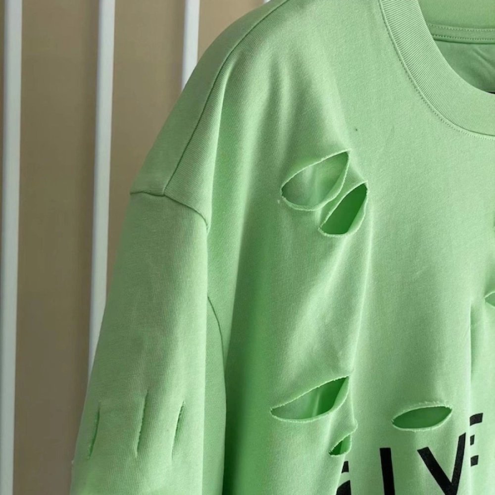 Givenchy Destroyed Layered Oversized T shirt Green,Givenchy T Shirt,Tshirt,Low price high quality.