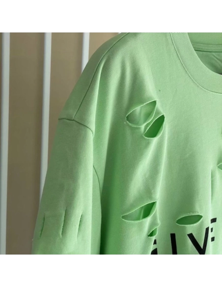 Givenchy Destroyed Layered Oversized T shirt Green,Givenchy T Shirt,Tshirt,Low price high quality.