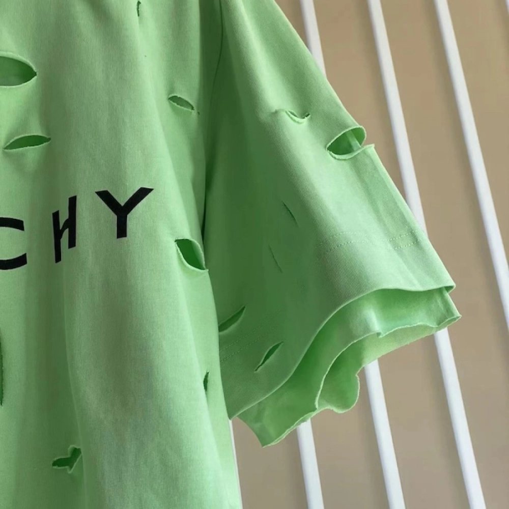 Givenchy Destroyed Layered Oversized T shirt Green,Givenchy T Shirt,Tshirt,Low price high quality.