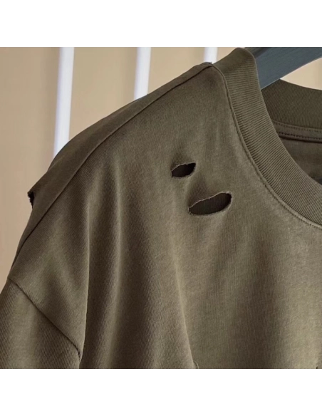 Givenchy Destroyed Layered Oversized T shirt Khaki,Givenchy T Shirt,Tshirt,Low price high quality.