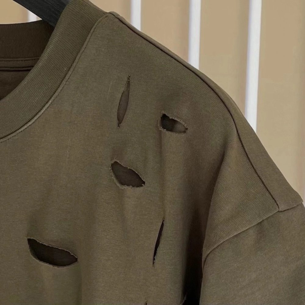 Givenchy Destroyed Layered Oversized T shirt Khaki,Givenchy T Shirt,Tshirt,Low price high quality.