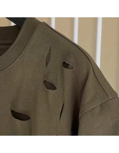 Givenchy Destroyed Layered Oversized T shirt Khaki,Givenchy T Shirt,Tshirt,Low price high quality.