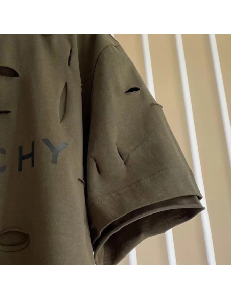 Givenchy Destroyed Layered Oversized T shirt Khaki,Givenchy T Shirt,Tshirt,Low price high quality.