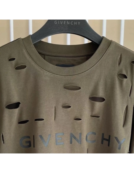 Givenchy Destroyed Layered Oversized T shirt Khaki,Givenchy T Shirt,Tshirt,Low price high quality.