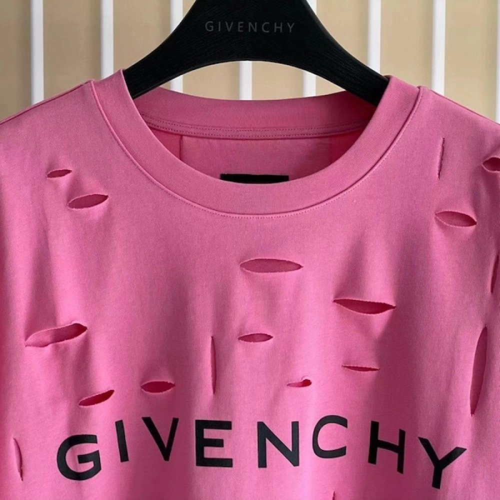 Givenchy Destroyed Layered Oversized T shirt Rose,Givenchy T Shirt,Tshirt,Low price high quality.