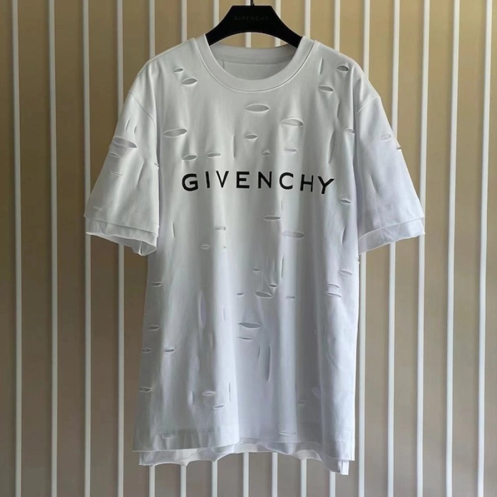 Givenchy Destroyed Layered Oversized T shirt White,Givenchy T Shirt,Tshirt,Low price high quality.