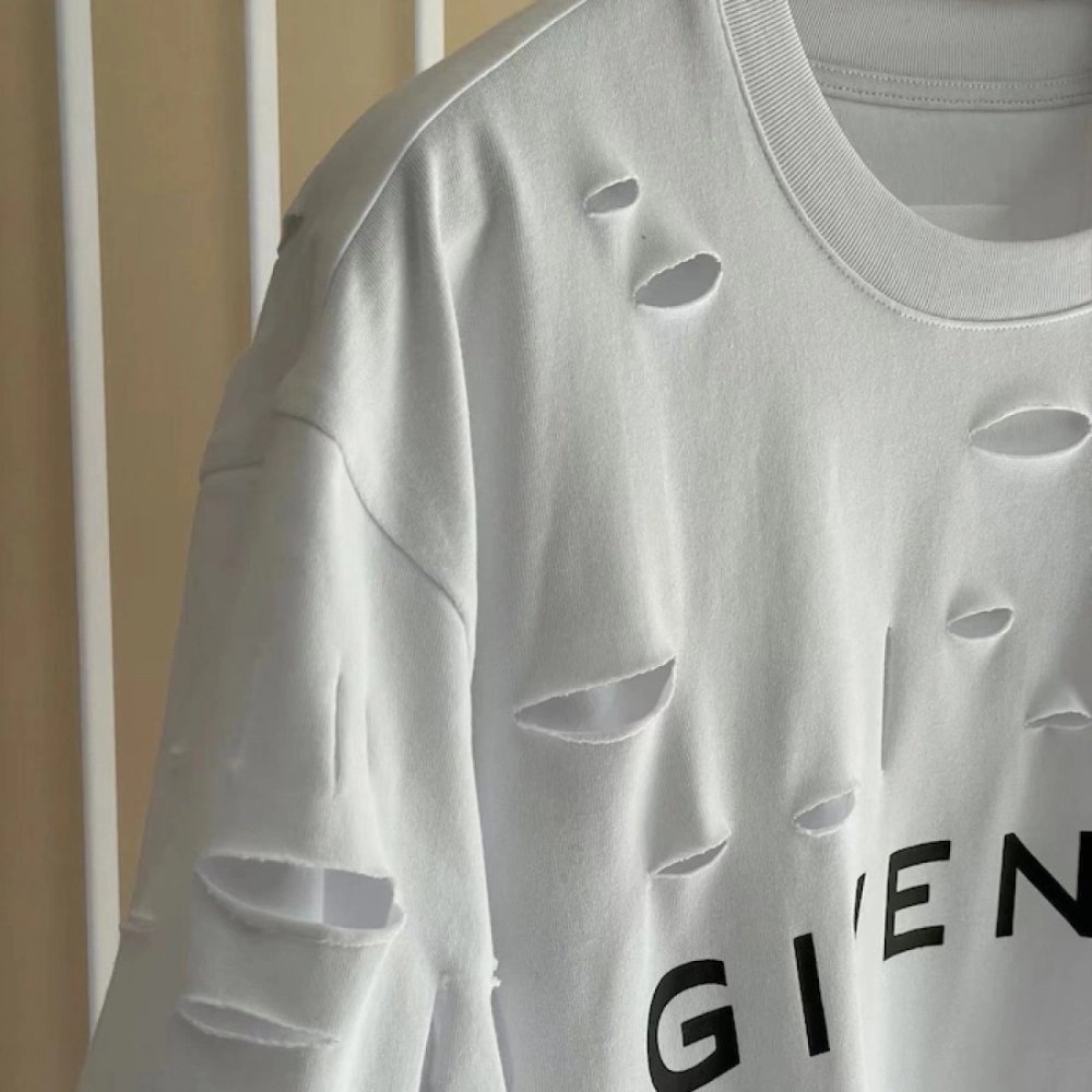 Givenchy Destroyed Layered Oversized T shirt White,Givenchy T Shirt,Tshirt,Low price high quality.