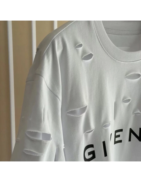 Givenchy Destroyed Layered Oversized T shirt White,Givenchy T Shirt,Tshirt,Low price high quality.