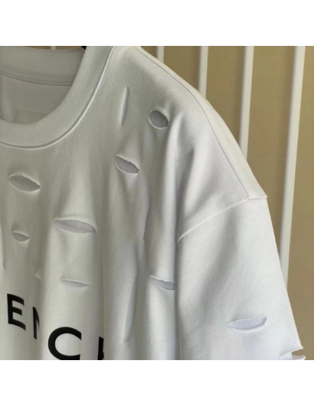 Givenchy Destroyed Layered Oversized T shirt White,Givenchy T Shirt,Tshirt,Low price high quality.
