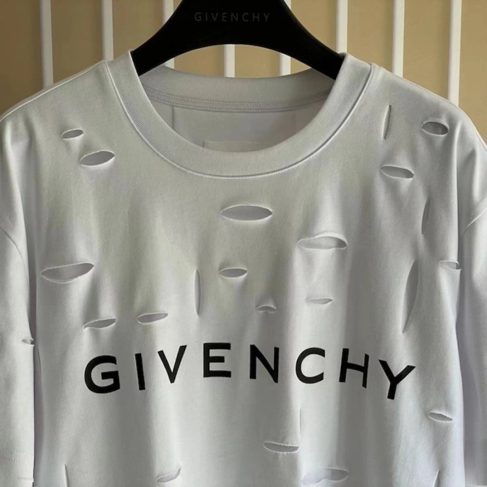 Givenchy Destroyed Layered Oversized T shirt White,Givenchy T Shirt,Tshirt,Low price high quality.