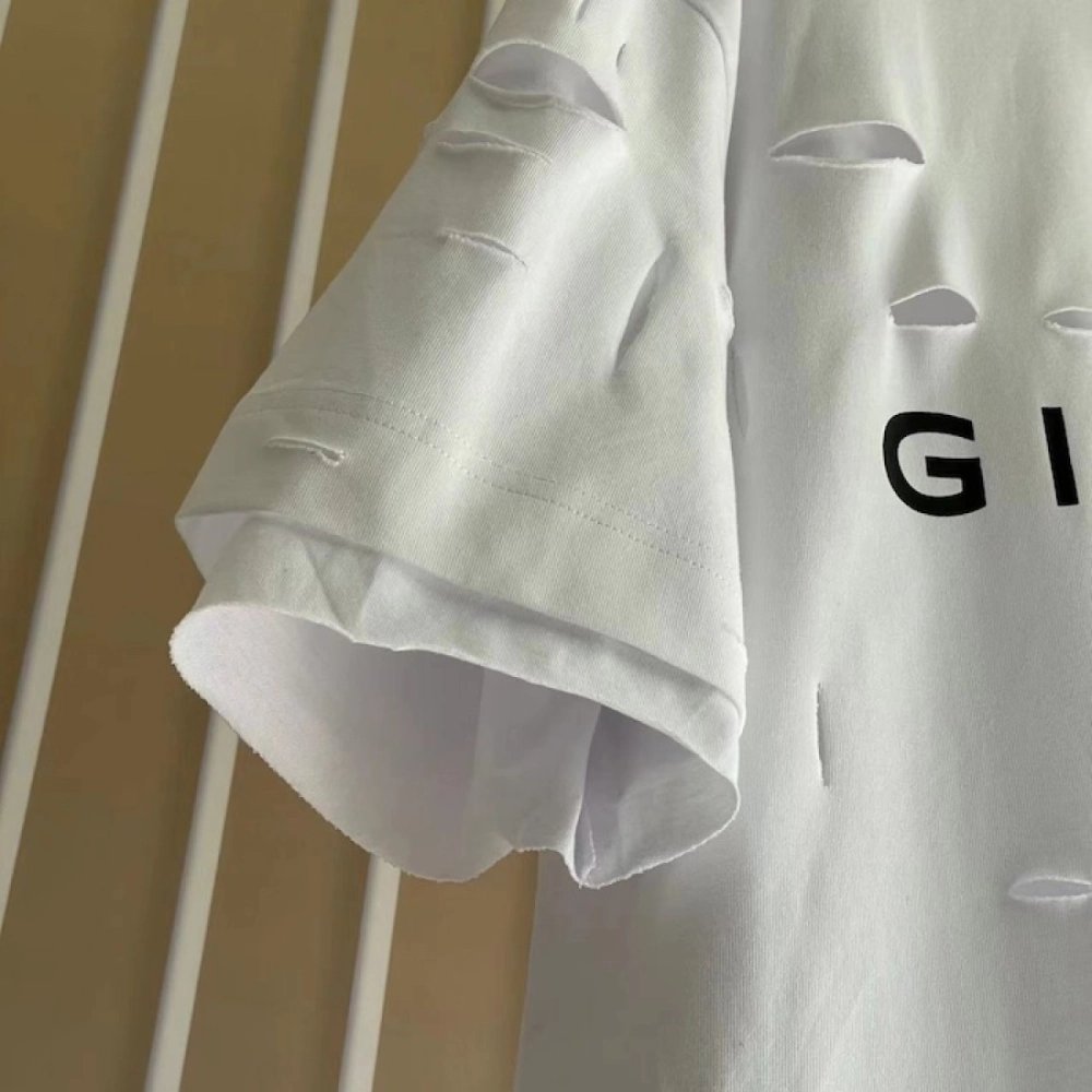 Givenchy Destroyed Layered Oversized T shirt White,Givenchy T Shirt,Tshirt,Low price high quality.