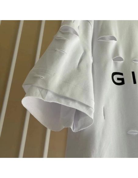 Givenchy Destroyed Layered Oversized T shirt White,Givenchy T Shirt,Tshirt,Low price high quality.