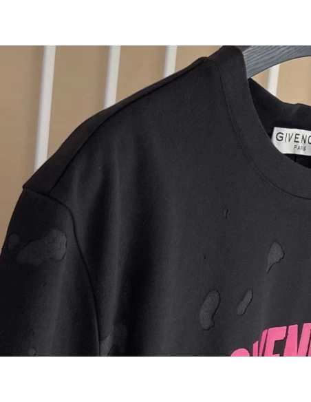 Givenchy Paris Distressed Oversized T Shirt Black Red,Givenchy T Shirt,Tshirt,Low price high quality.