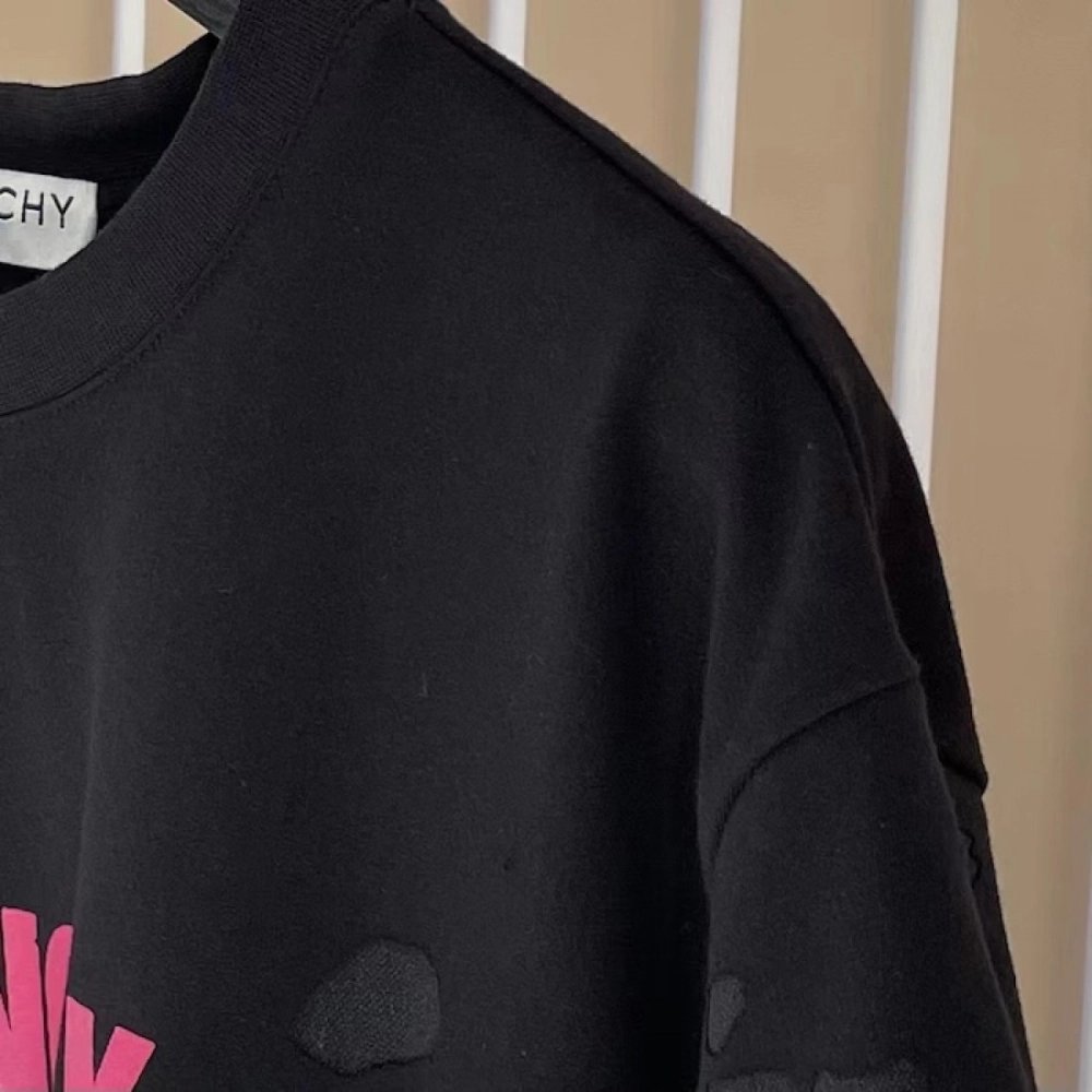 Givenchy Paris Distressed Oversized T Shirt Black Red,Givenchy T Shirt,Tshirt,Low price high quality.