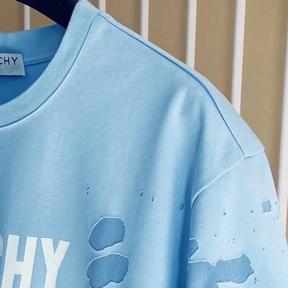 Givenchy Paris Distressed Oversized T Shirt Blue,Givenchy T Shirt,Tshirt,Low price high quality.