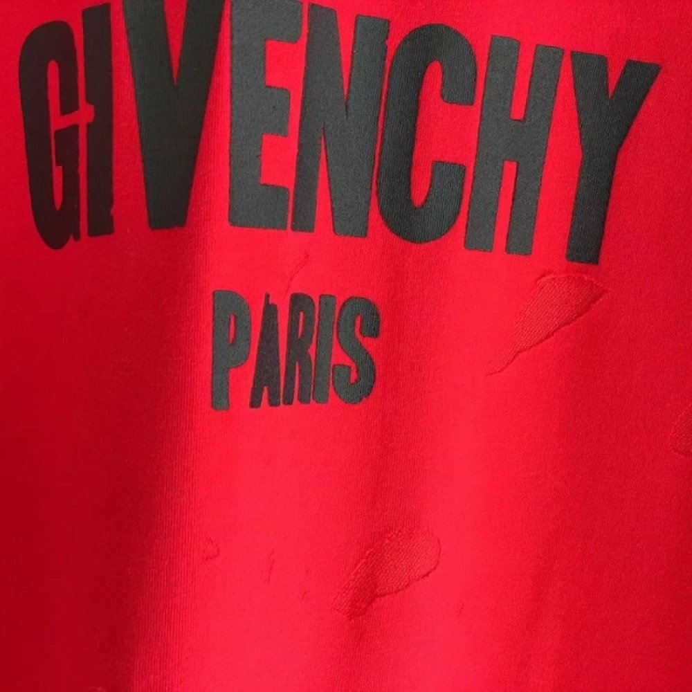 Givenchy Paris Distressed Oversized T Shirt Red,Givenchy T Shirt,Tshirt,Low price high quality.