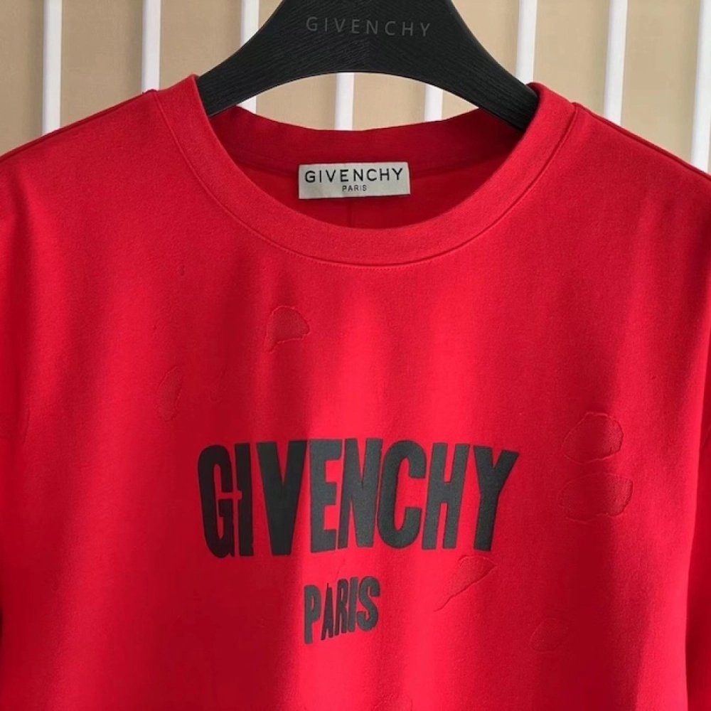 Givenchy Paris Distressed Oversized T Shirt Red,Givenchy T Shirt,Tshirt,Low price high quality.