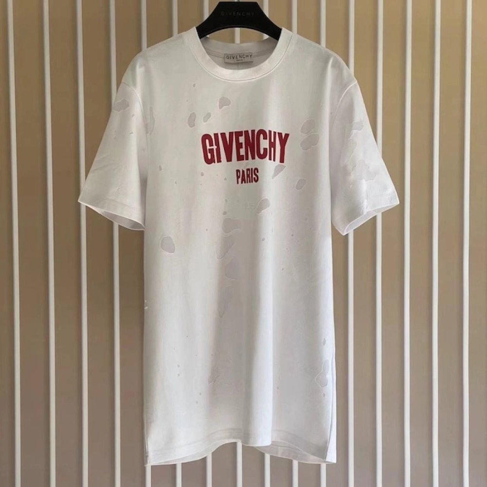 Givenchy Paris Distressed Oversized T Shirt White,Givenchy T Shirt,Tshirt,Low price high quality.