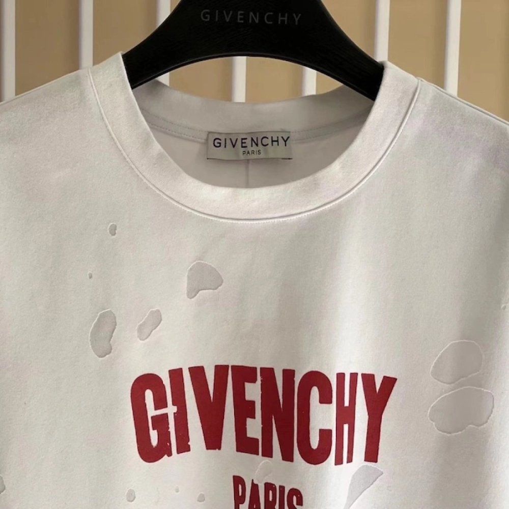 Givenchy Paris Distressed Oversized T Shirt White,Givenchy T Shirt,Tshirt,Low price high quality.