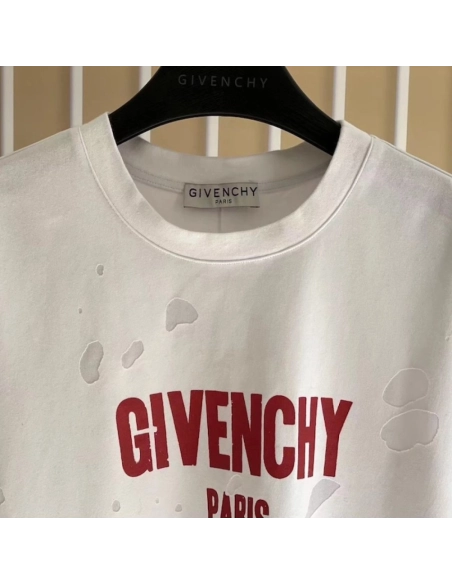 Givenchy Paris Distressed Oversized T Shirt White,Givenchy T Shirt,Tshirt,Low price high quality.