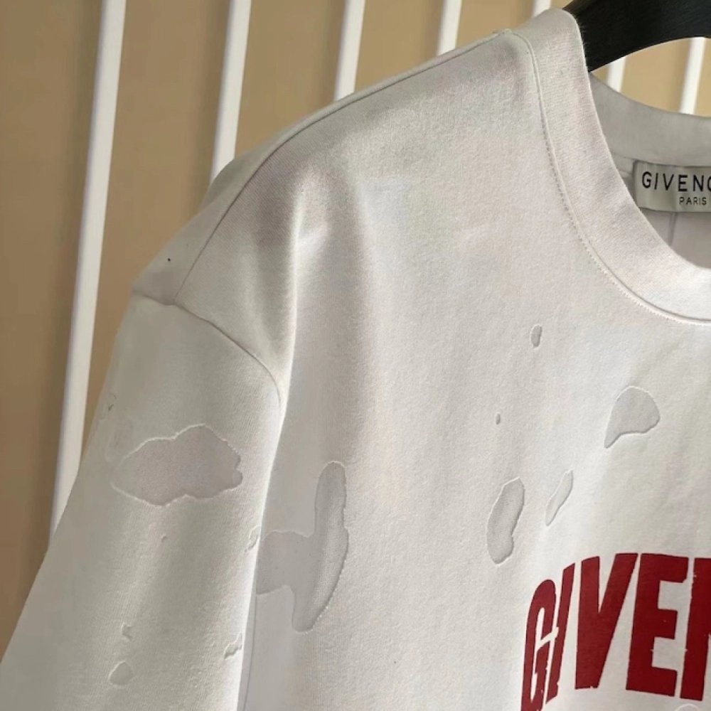 Givenchy Paris Distressed Oversized T Shirt White,Givenchy T Shirt,Tshirt,Low price high quality.