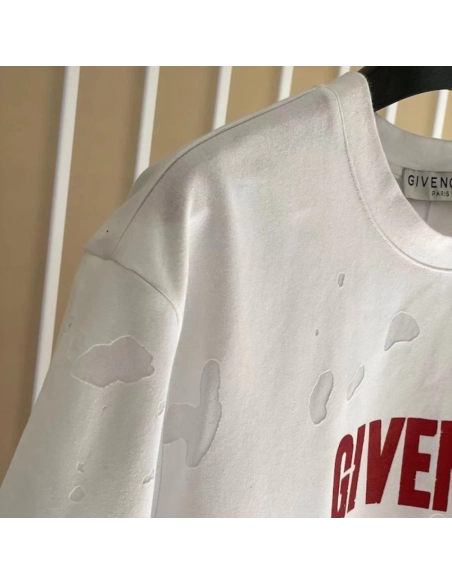 Givenchy Paris Distressed Oversized T Shirt White,Givenchy T Shirt,Tshirt,Low price high quality.