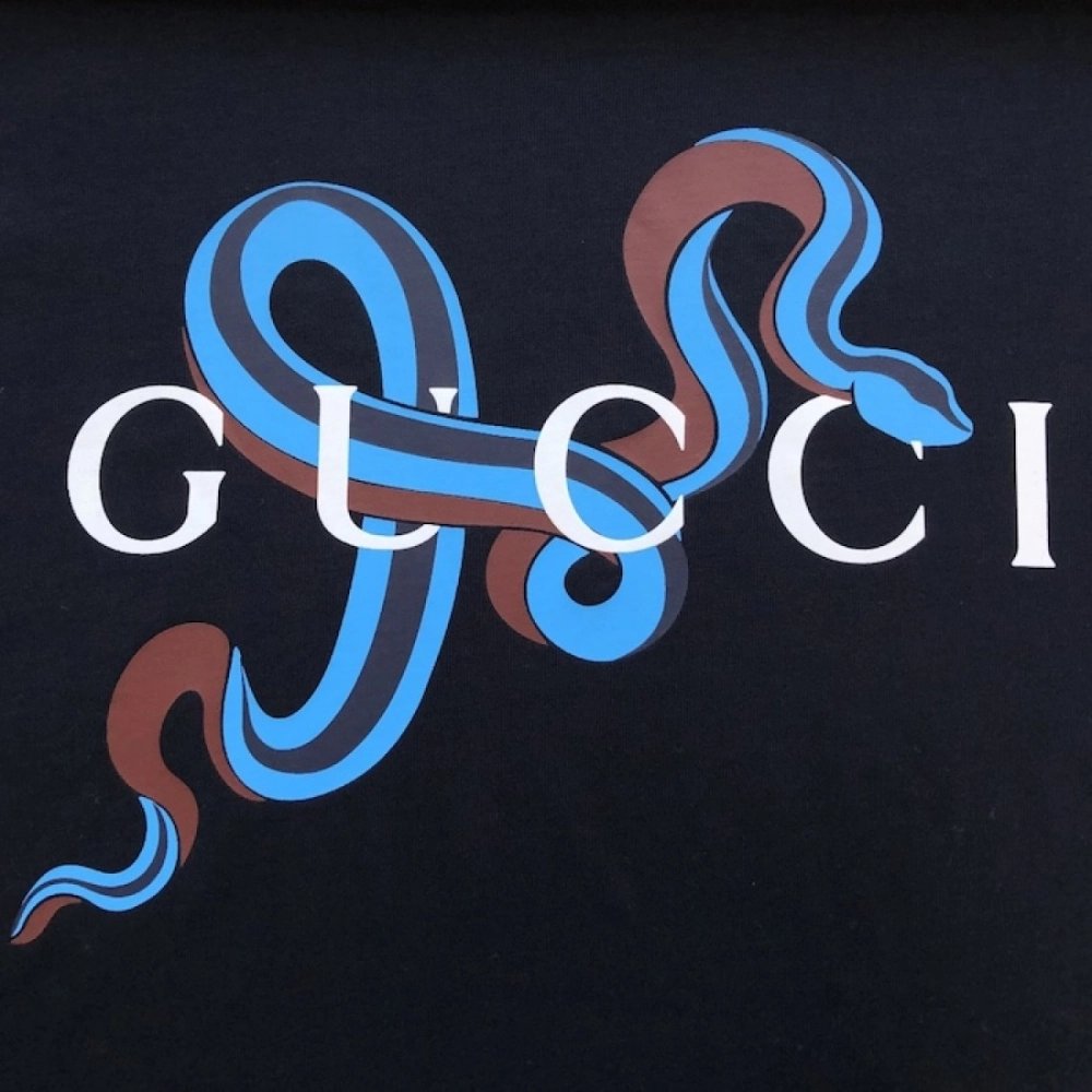 Gucci Printed medium cotton jersey T-shirt Navy,Gucci T Shirt,Tshirt,Low price high quality.