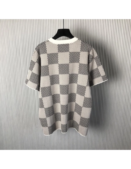 Louis Vuitton Damier Jacquard Short-Sleeved Crewneck 1AHEB7,Louis Vuitton T Shirt,Tshirt,Low price high quality.