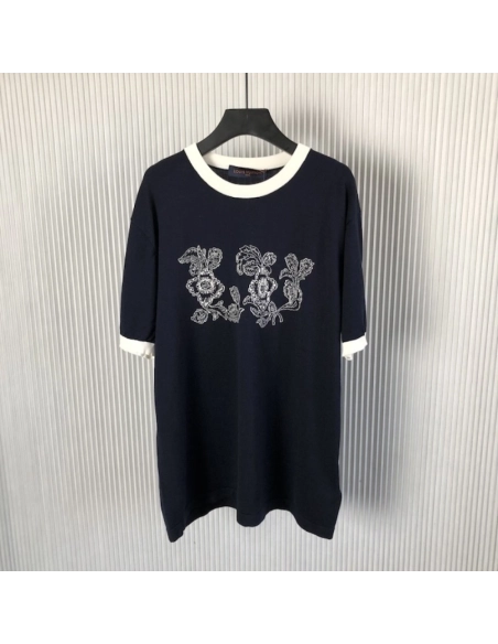 Louis Vuitton Graphic Intarsia Short-Sleeved Cotton Crewneck 1AFXR7,Louis Vuitton T Shirt,Tshirt,Low price high quality.