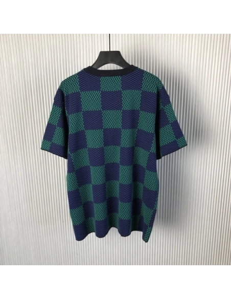 Louis Vuitton Jacquard Damier Short-Sleeved Cotton Crewneck 1AHBCV,Louis Vuitton T Shirt,Tshirt,Low price high quality.