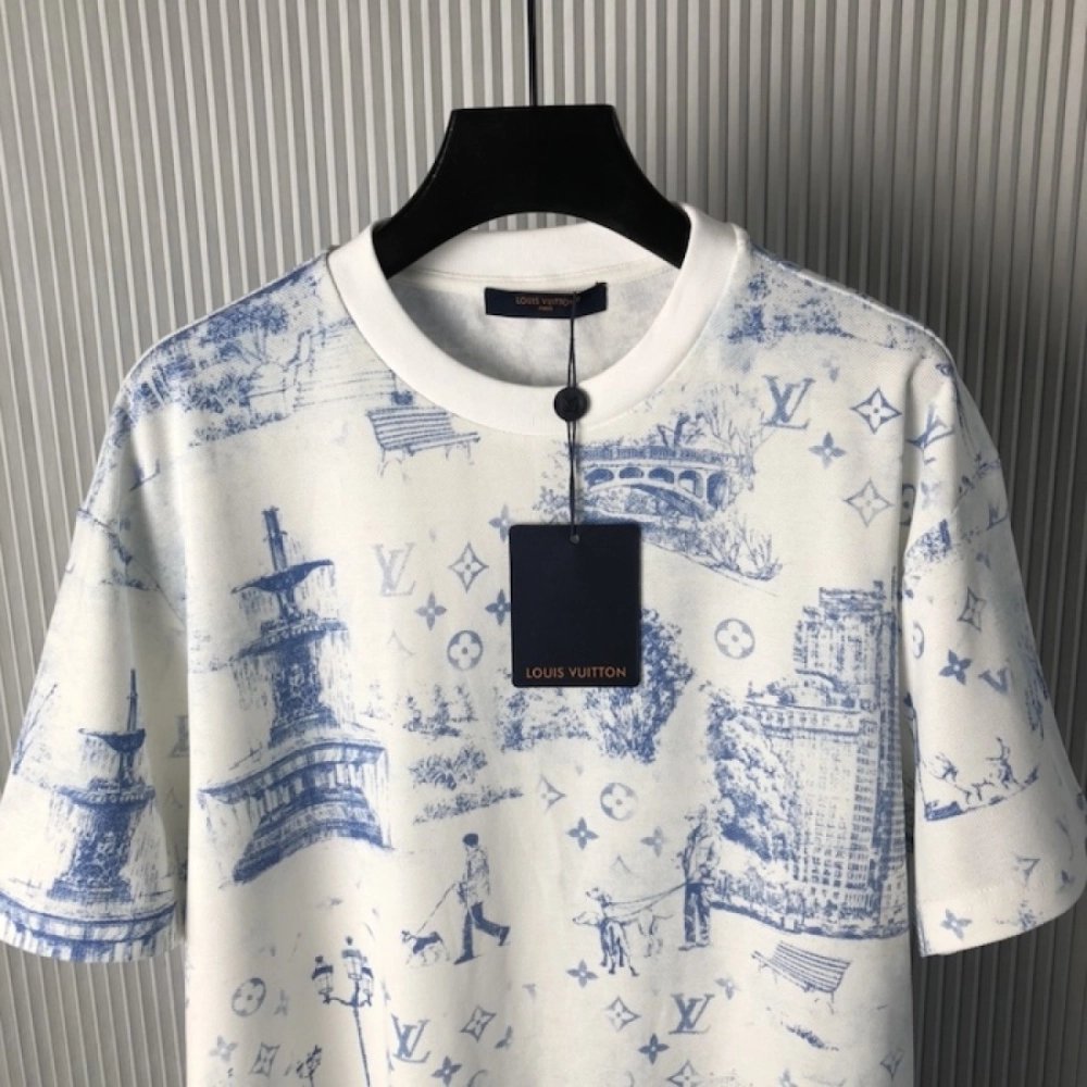 Louis Vuitton Printed Cotton Pique T-Shirt 1AGJYZ,Louis Vuitton T Shirt,Tshirt,Low price high quality.