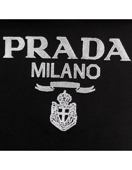 Prada Long-sleeved cotton polo shirt black,Prada Shirt,Shirt,Low price high quality.