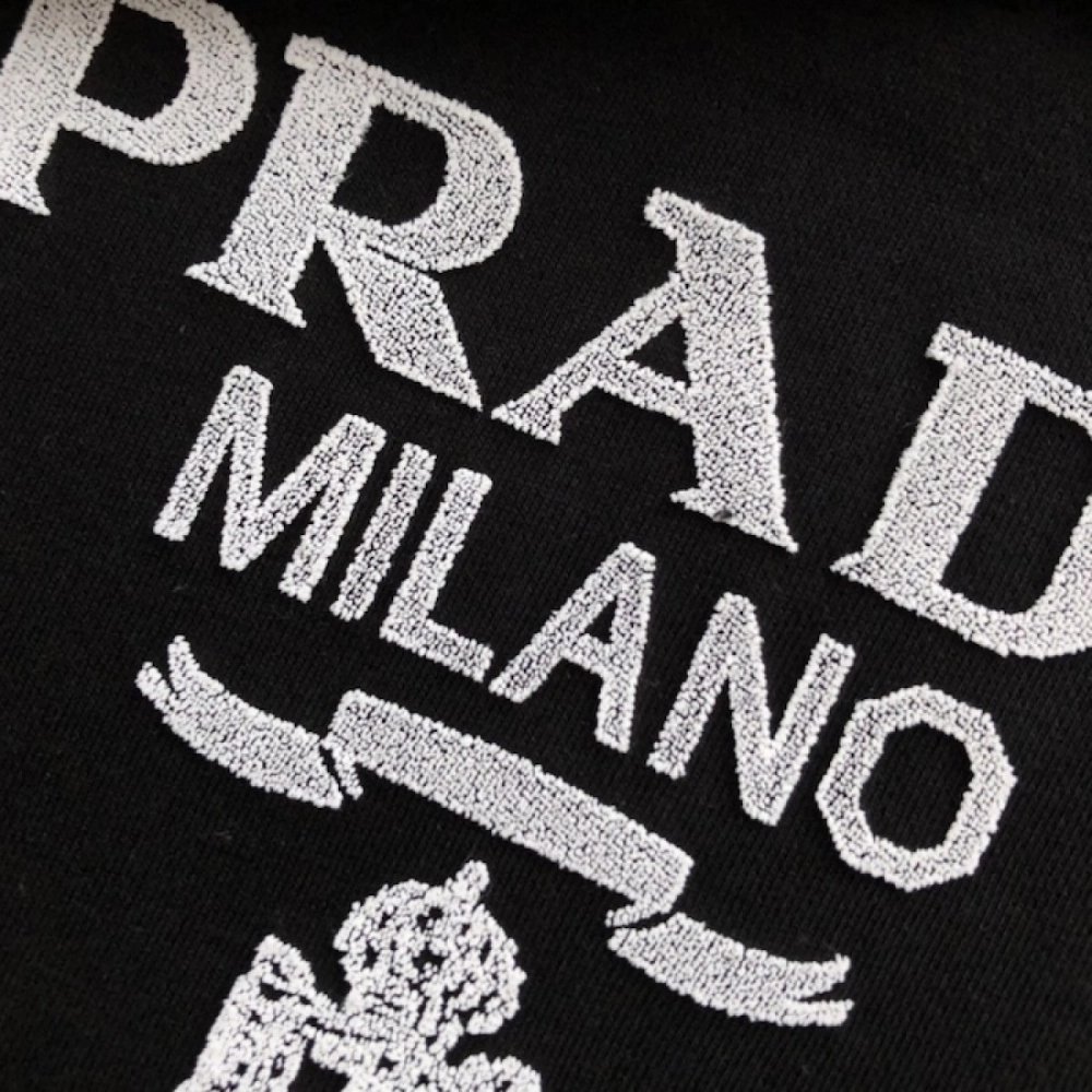 Prada Long-sleeved cotton polo shirt black,Prada Shirt,Shirt,Low price high quality.