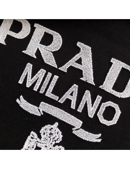 Prada Long-sleeved cotton polo shirt black,Prada Shirt,Shirt,Low price high quality.