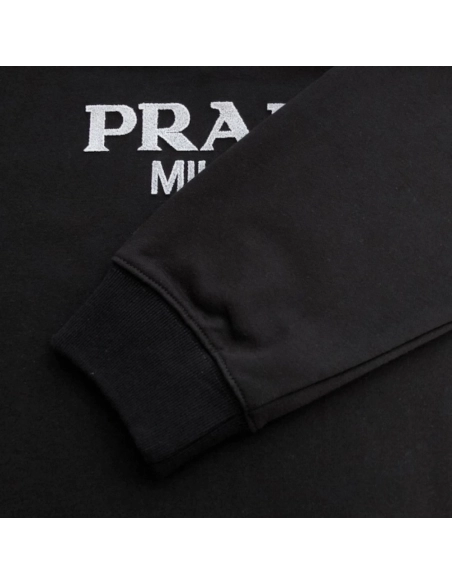 Prada Long-sleeved cotton polo shirt black,Prada Shirt,Shirt,Low price high quality.