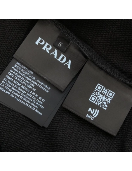 Prada Long-sleeved cotton polo shirt black,Prada Shirt,Shirt,Low price high quality.
