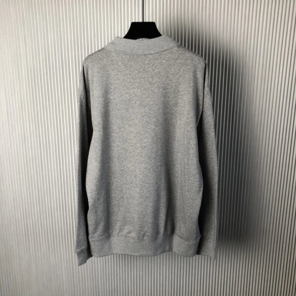 Prada Long-sleeved cotton polo shirt Marble Gray,Prada Shirt,Shirt,Low price high quality.